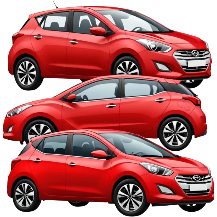 Red Nissan np300 and white Hyundai i30 emoji