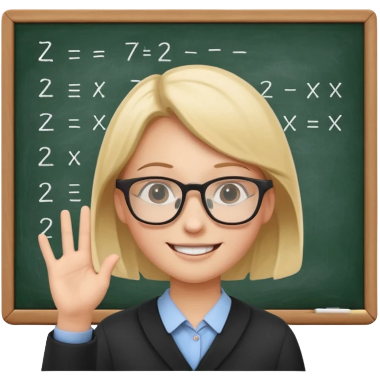 тақтада есеп орындап турған оқушы, мұғалім қасында көмектесіп түр emoji