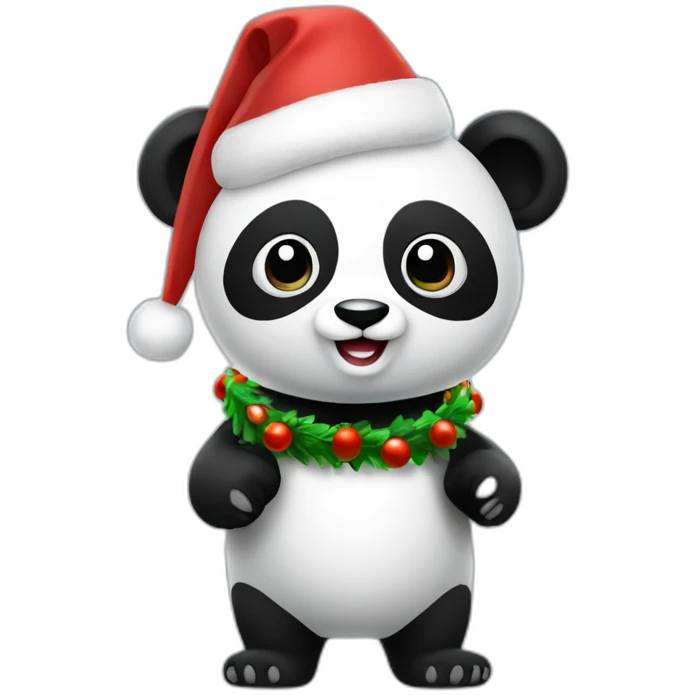 full body christmas panda in vr headset emoji