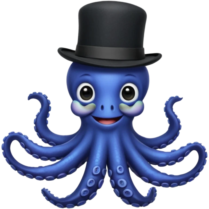 Henry the Octopus from the Wiggles with black hat and bow tie, indigo skin emoji