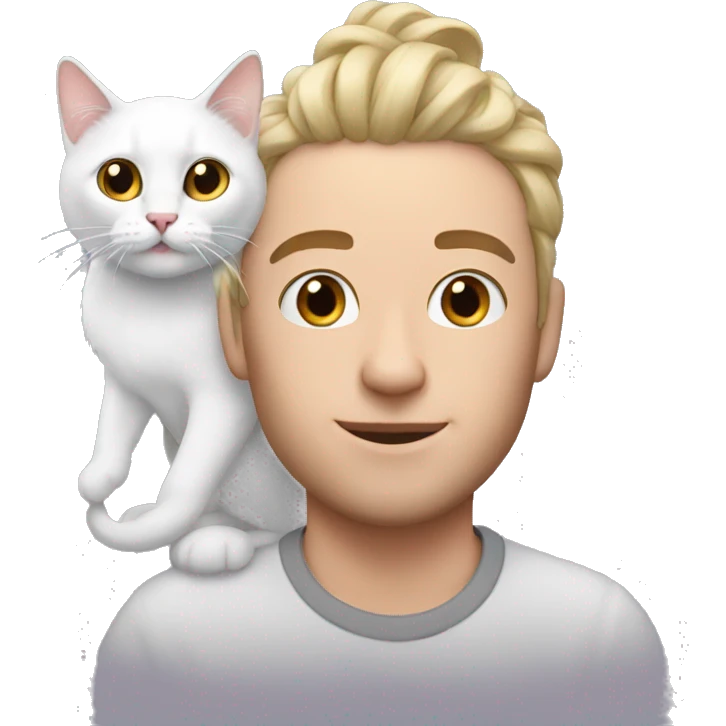White Me with a cat on my head emoji