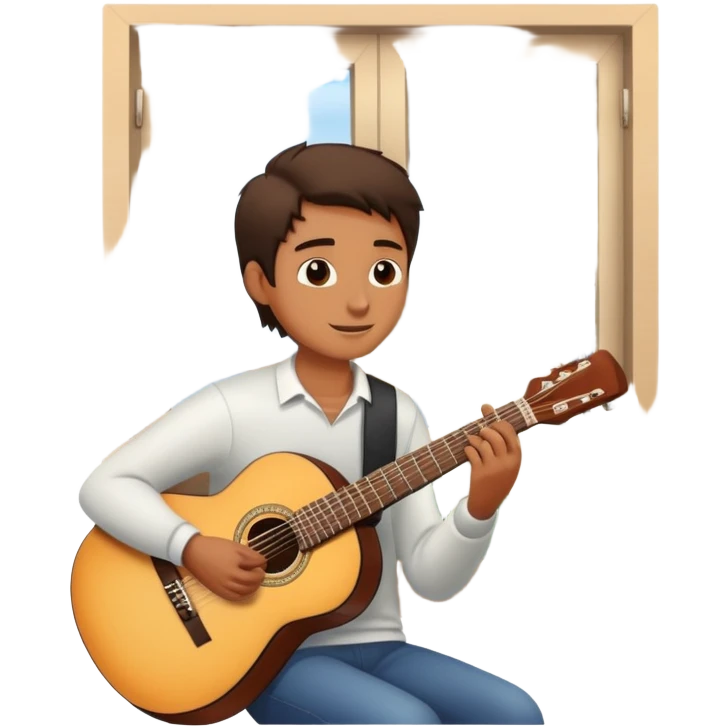 person serenading with guitar under a window emoji