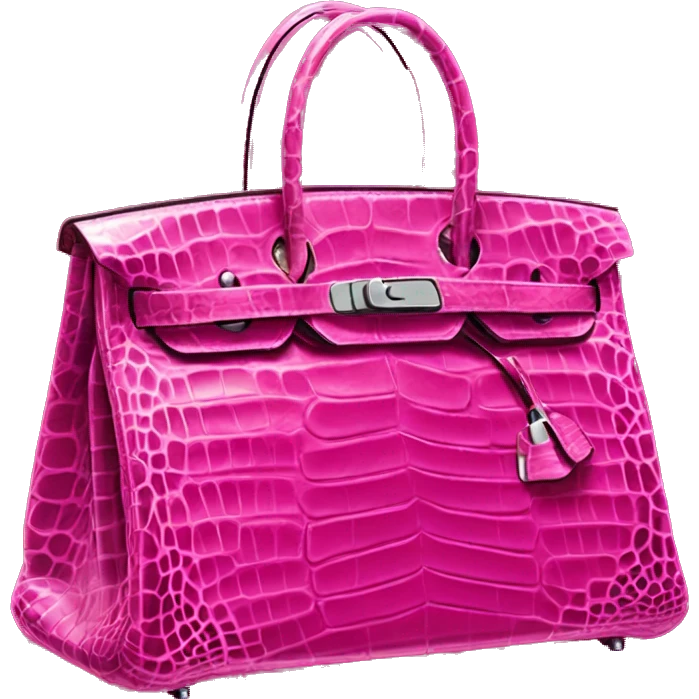Hot pink crocodile skin Hermes birkin bag emoji
