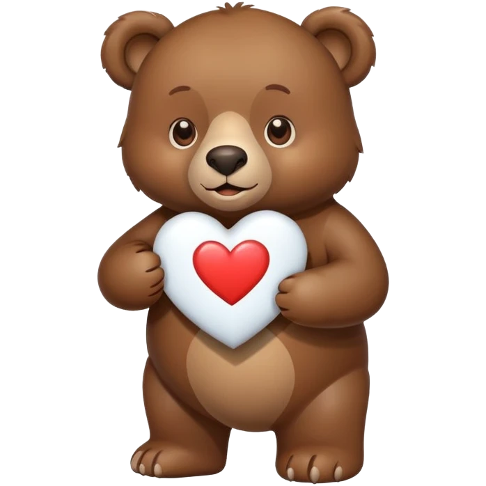 brown bear holding a white heart emoji