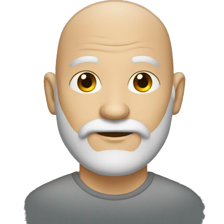 Grey bearded man with bald head emoji