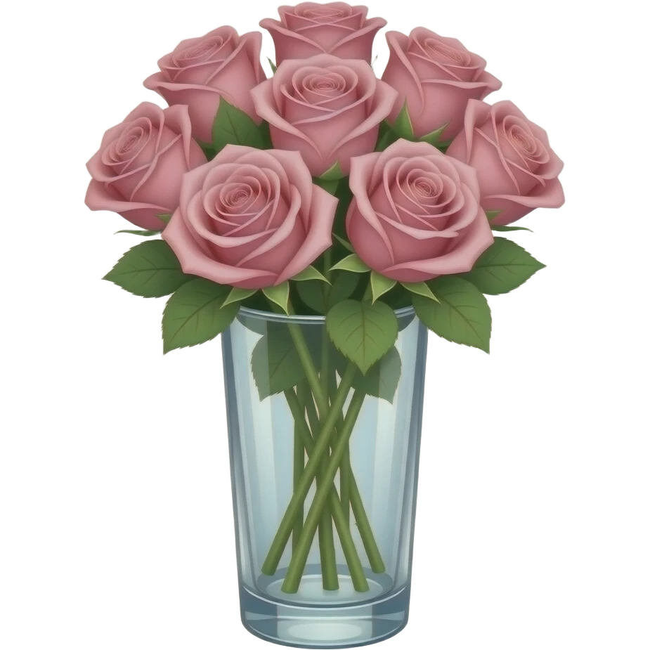 Pink roses in glass vase emoji