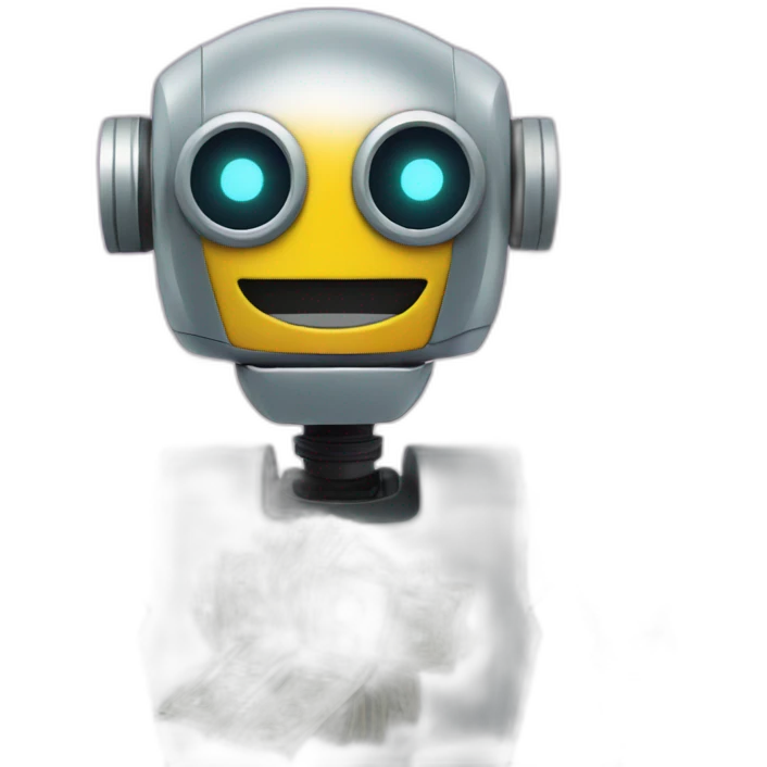 robot with money stacks behind emoji