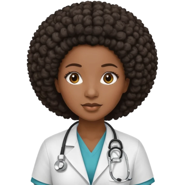 single black female doctor with afro hairstyle emoji