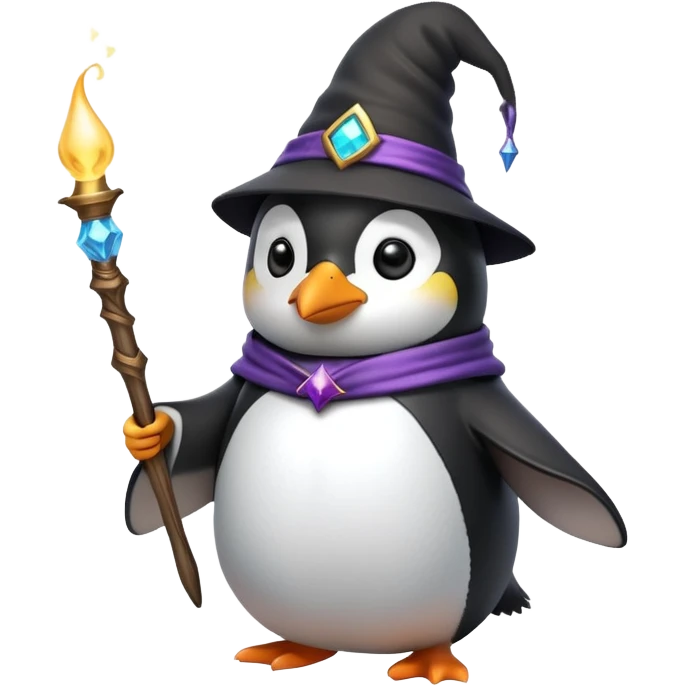 penguin wizard casting a magical spell emoji