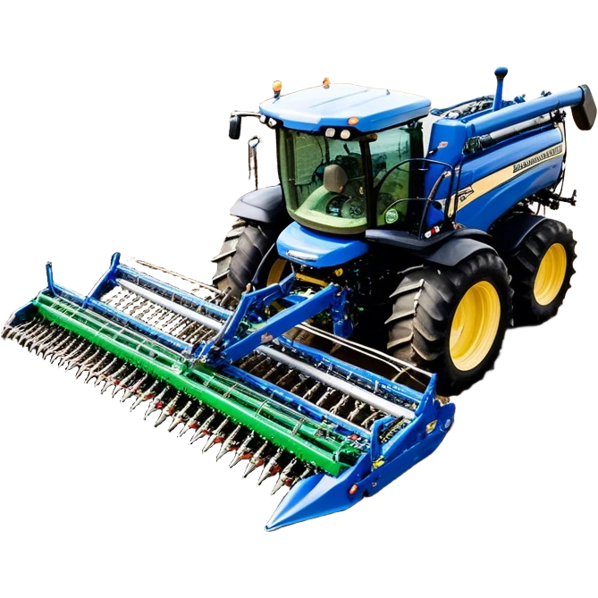 Bourgault 3420 Paralink Hoe Drill (2022) – Cinematic-realistic John Deere 6155M tractor hauling a Bourgault 3420 Paralink Hoe Drill, its powerful green frame pulling the vast blue seeder across endless fields. The machine plants seeds with pinpoint accuracy, leaving precise rows in the rich brown soil,  emoji