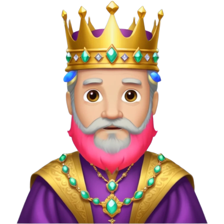 Bearded King, Old king with long gray beard and jeweled crown.
 emoji