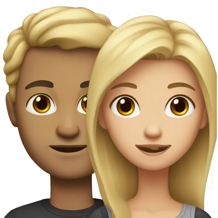 a girl with blonde hair next to a man with dark brown hair  emoji