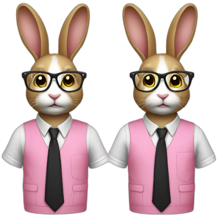 Specialist rabbit pink, glasses black, wears shirt yellow emoji