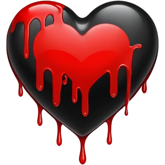 Black heart with blood drips emoji
