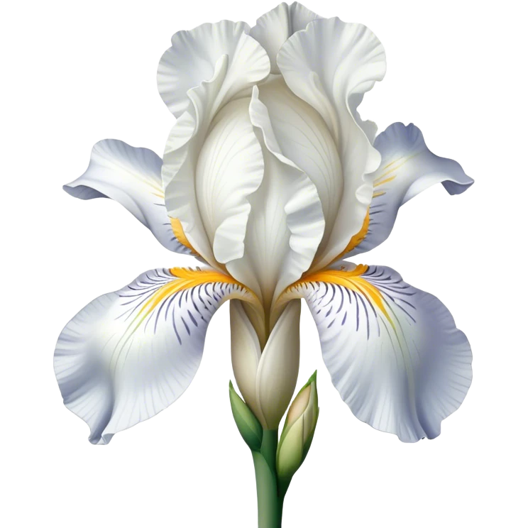single Pure White Iris, straight stem emoji