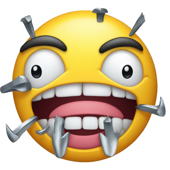 A smiley face with long nails, inflated gouges and long eyelashes emoji