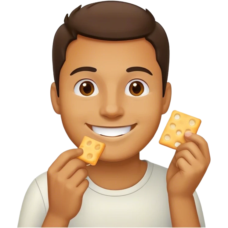 Man eating cheese and crackers emoji