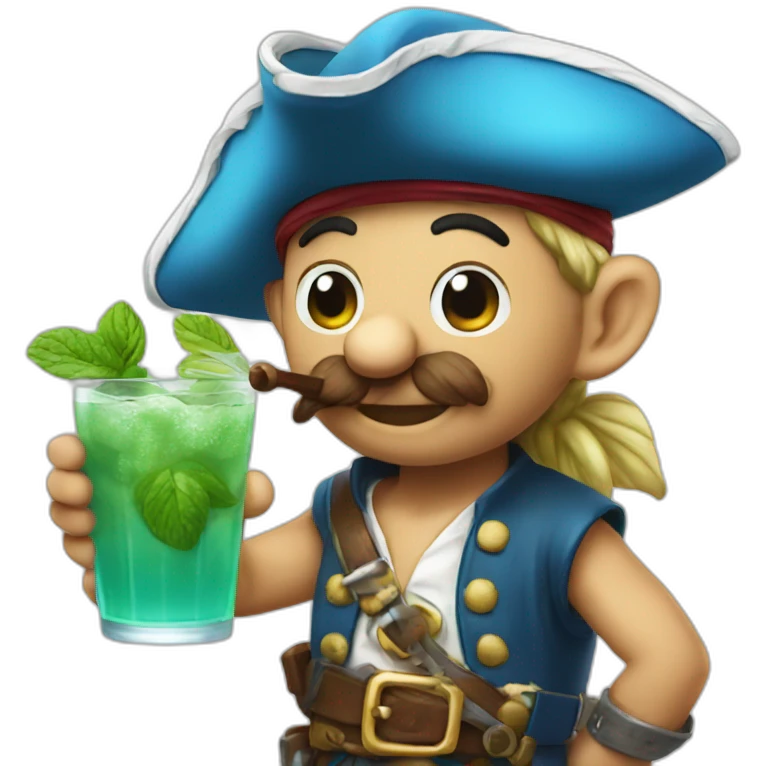 smurf pirate drinking mojito emoji