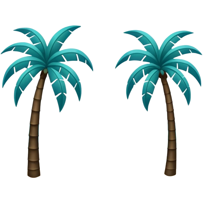 dark green palm trees, white sand, a little azure water around the sand, minimalism, iOS emoji style, no background, no smileys or faces emoji