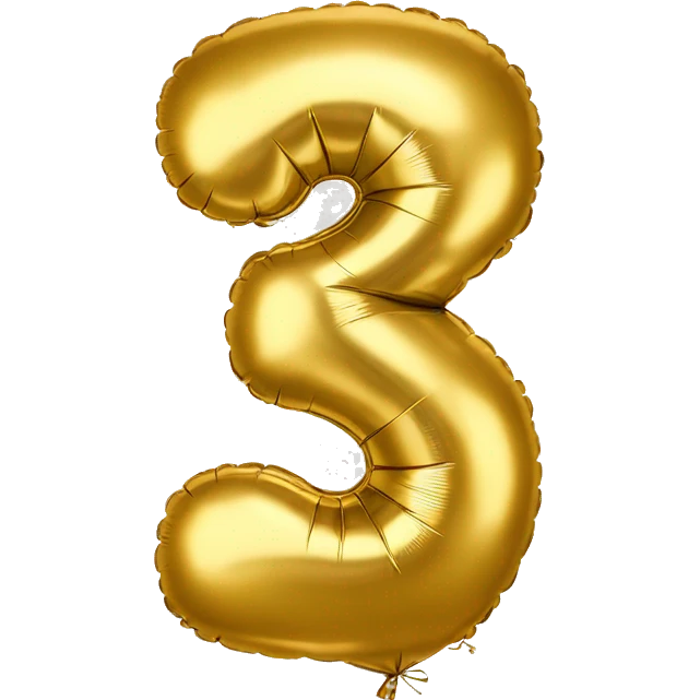 Number 5 shape Golden balloon emoji