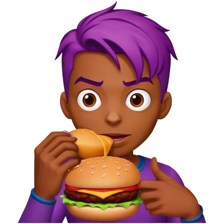 spider man eating burger puple hair emoji