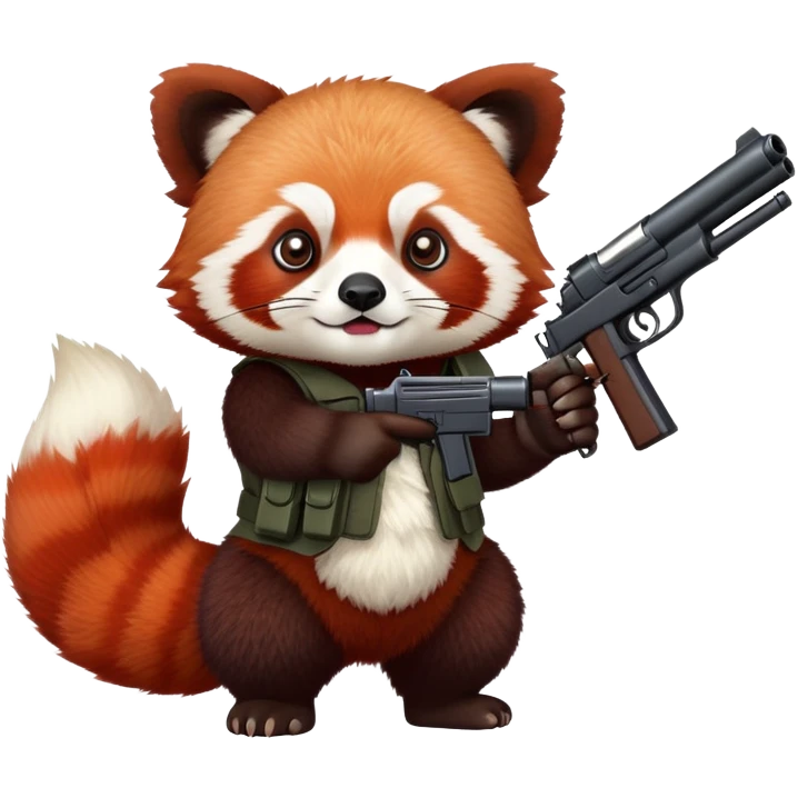 Red panda holding a gun emoji