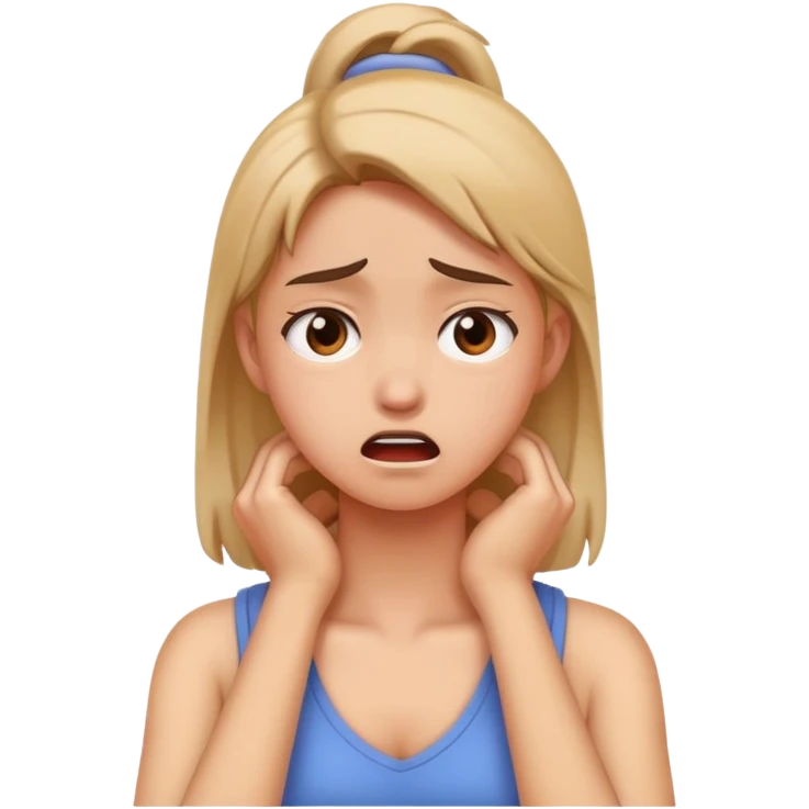 girl holding her neck frustrated emoji