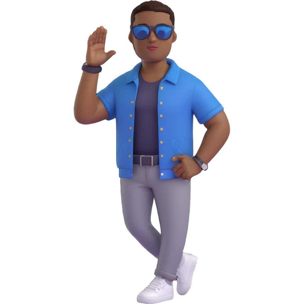 portrait of a black man in shades, confident pose, casual clothing, clean background emoji