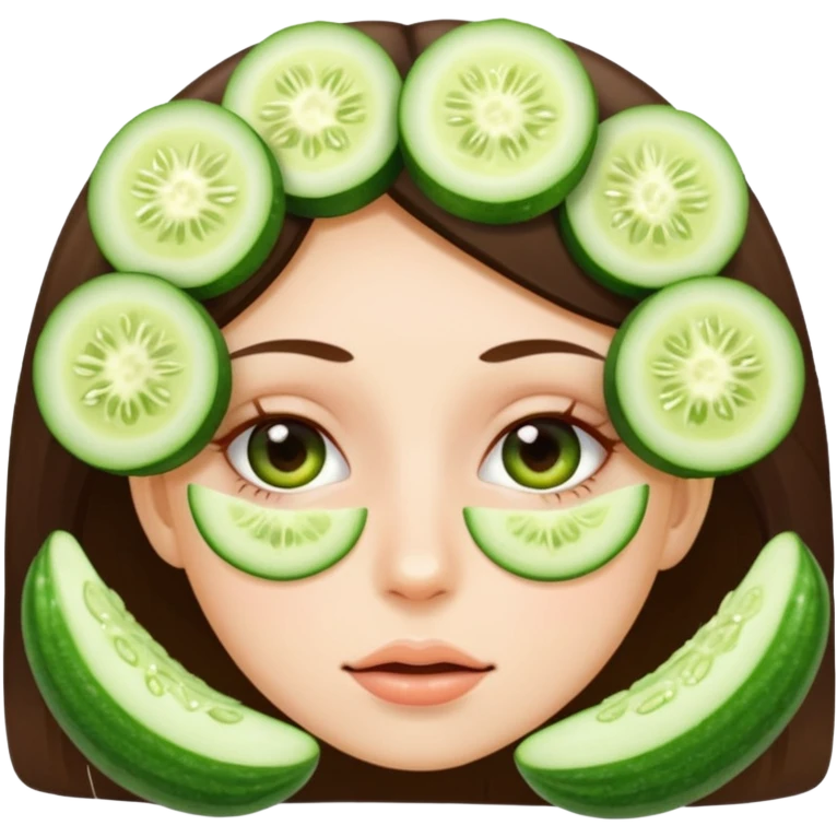 A girl with cucumber in her eyes emoji