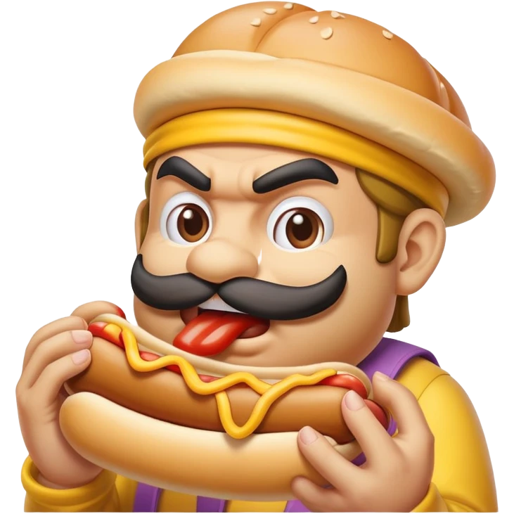 Wario eating hotdog emoji