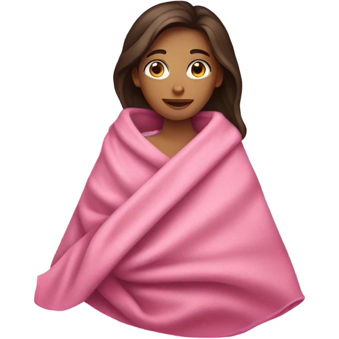 Brunette girl folded in pink blanket emoji