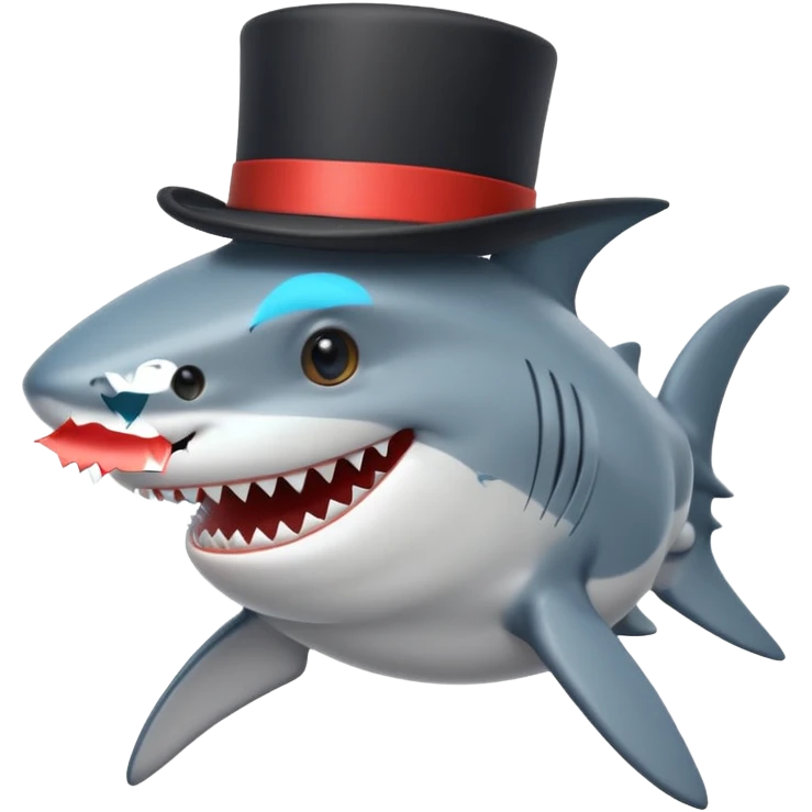Shark with a top hat emoji