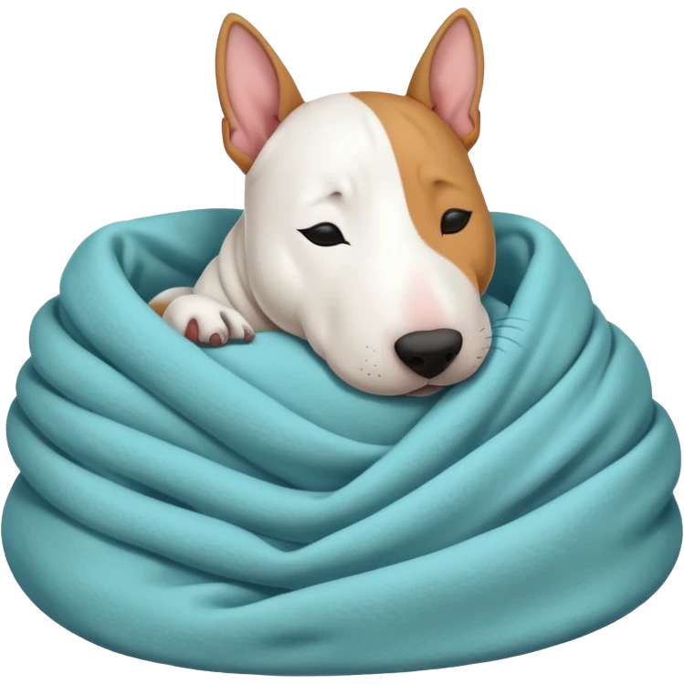 bull terrier sleeping cozy with blanket emoji