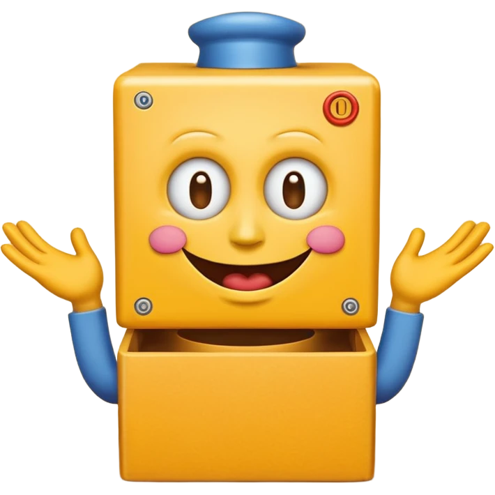 Create an emoji (one of the classic yellow faces) but make it have hands and make it whind up an imaginary jack in the box (no props or anything just the hands and face) but also have the mouth like an o emoji