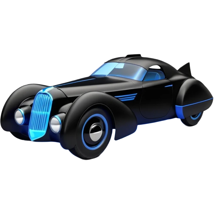  the animated series aerodynamic futuristic Batmobile loosely based on 1936 cord 812 (flat long straight faceted mechanical body) stealthy street rod  emoji