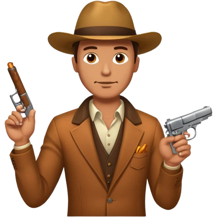 Mafia holding cigar and gun emoji