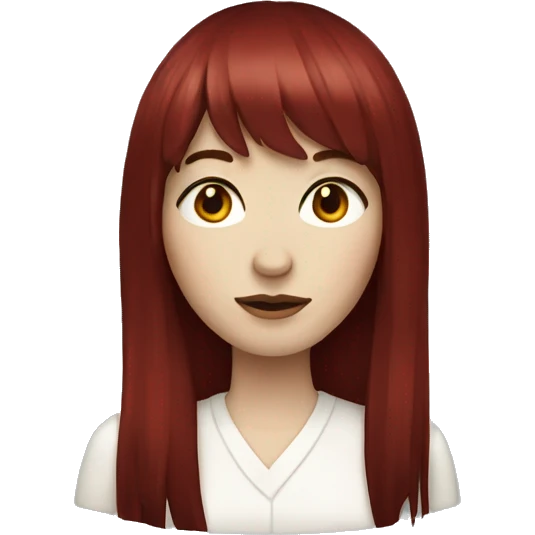 Woman  that has white skin and Long Dark red hair and fringe bangs emoji