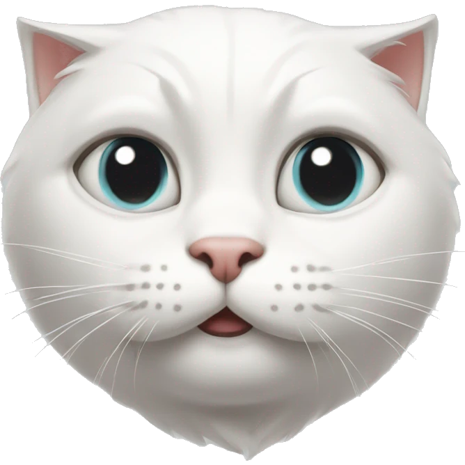 white cat with extremely strong facial structure pontificating emoji