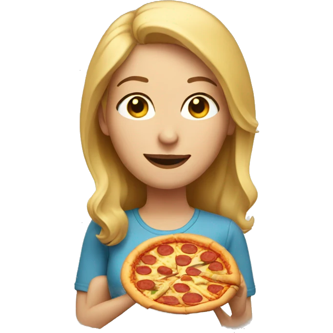 White woman, taking pizza emoji