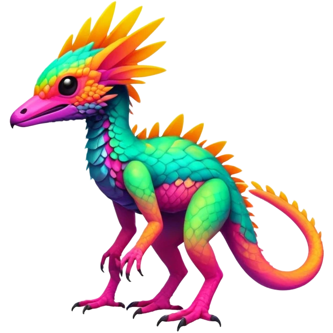 Exotic Tropical futuristic lush warm-colored neon-colored Fakémon-Trico-creature emoji