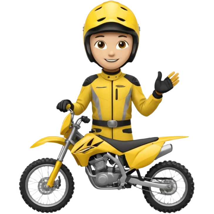 dirtbike rider in yellow gear signing autographs emoji