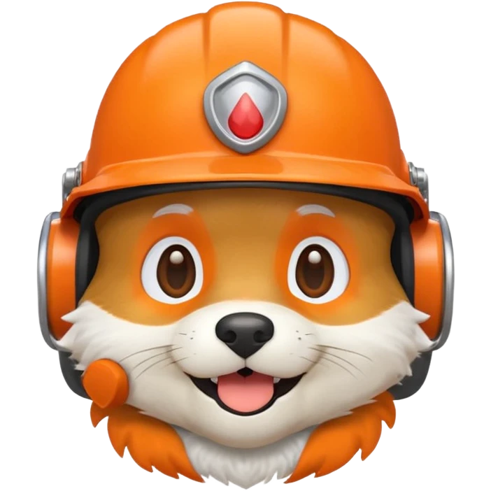 perrito repartidor de Rappi, emoji style, transparent background, orange helmet emoji