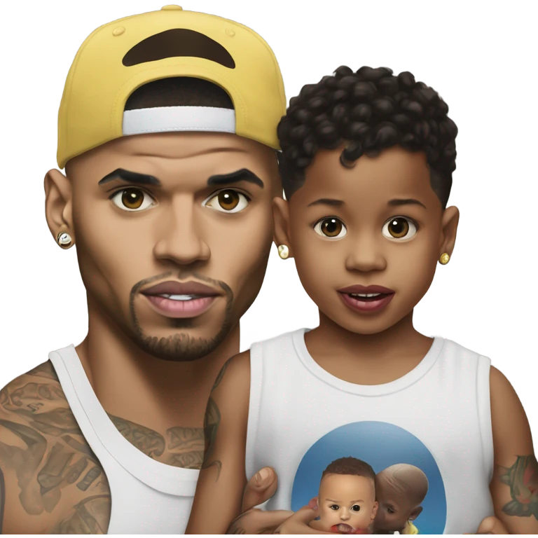 Photo Realistic Chris Brown with son aeko emoji