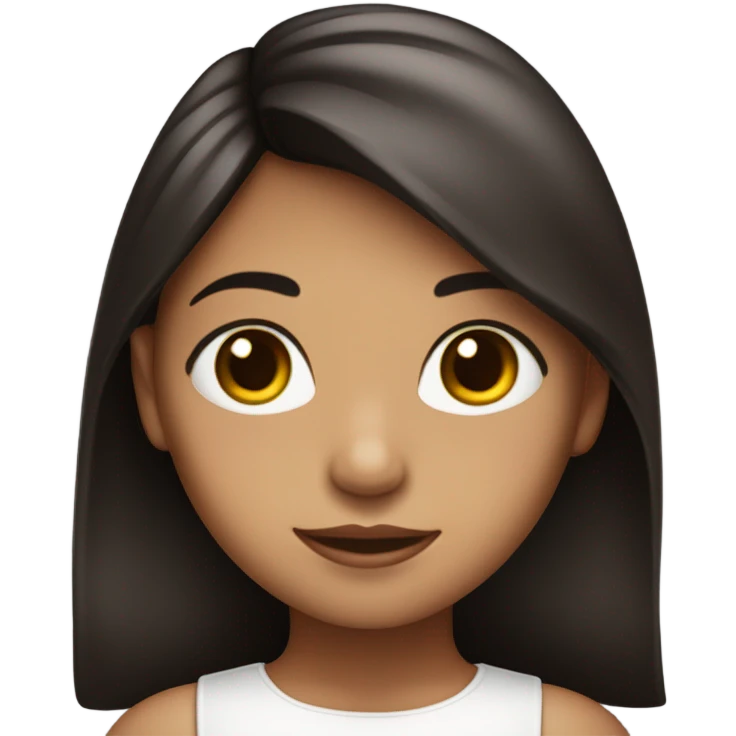 Niña blanquita con pelo negro y ojos cafés no tan oscuros pero no tan claros  emoji