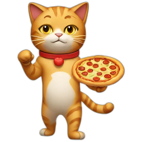 boxing cat with pizza emoji