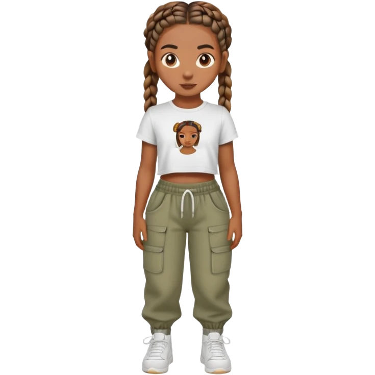brown skin gurl wiht straight backs and cropped tea wiht baggy pants emoji