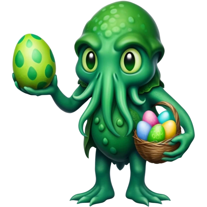 Cthulhu holding Easter eggs emoji