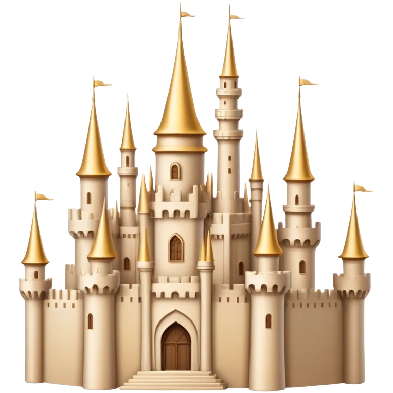 Beige Fantasy castle with golden spires and cream colored walls emoji