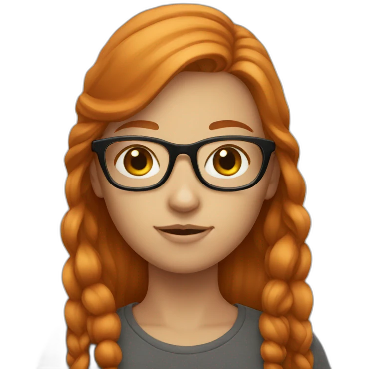 girl with long ginger hair and glasses emoji
