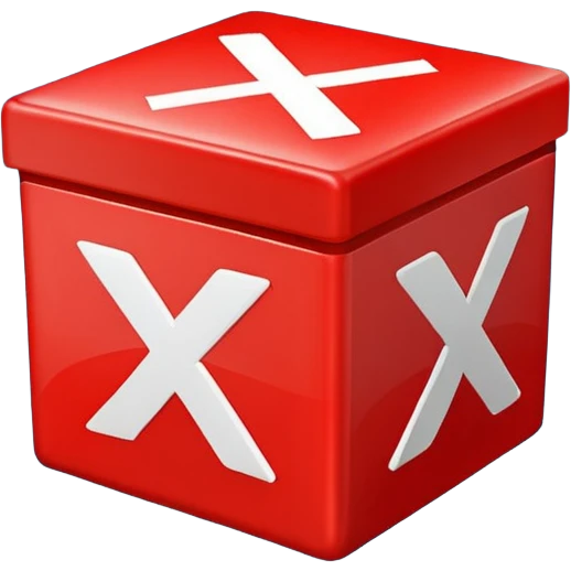 thick glowing red square box with white X mark inside emoji